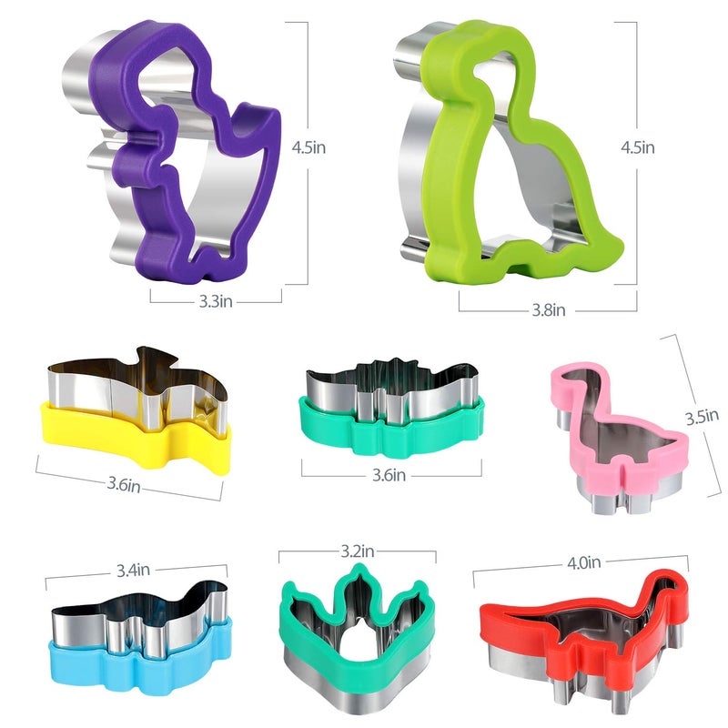 Elfkitwang Dinosaur Cookie Cutters Set - Stainless Steel Shaped Cookie Candy Food Cutters Molds for DIY, Kitchen, Baking, Kids Dinosaur Theme Birthday Party Supplies Favors (8pack) - Image 4